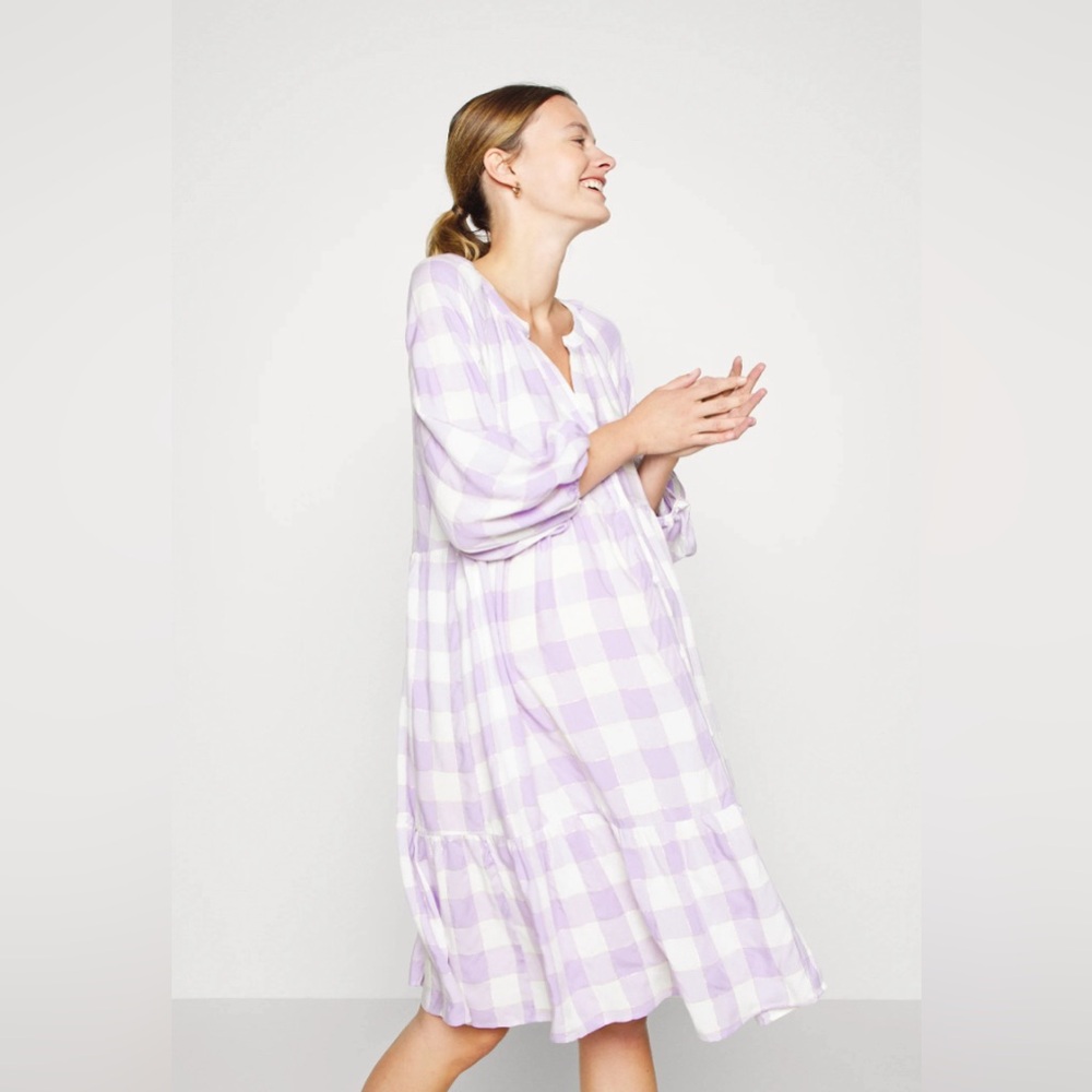 GAP Maternity Purple Plaid Shirtdress - Size Large